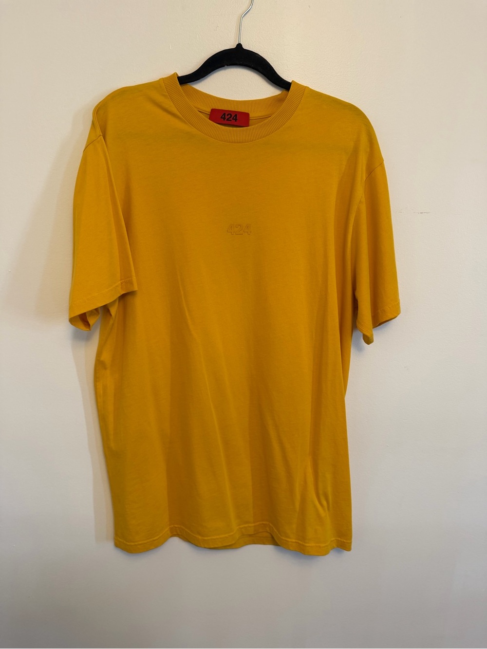 424 Men's Mustard Short-Sleeve Crewneck T-Shirt Large